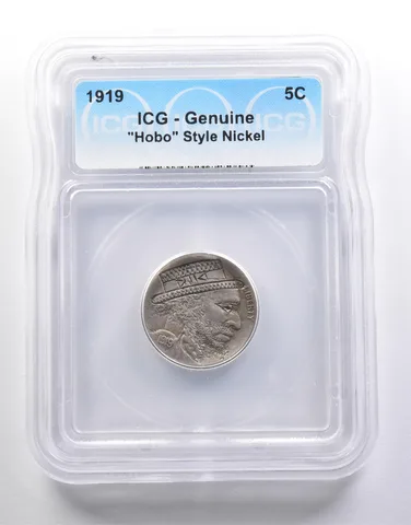 1919 Indian Head Buffalo Nickel "Hobo" Style Genuine ICG *6589