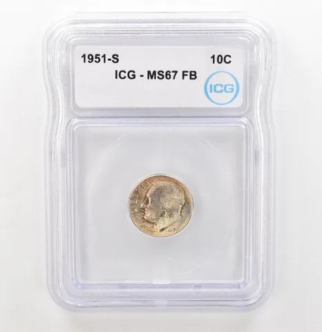 1951-S Roosevelt Dime MS67 FB ICG Beautiful Tone *3911