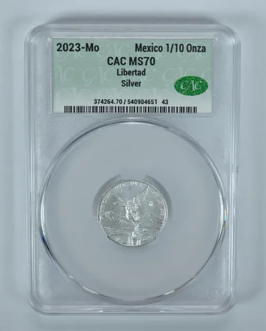 2023 Mo Mexico 1/10 Onza Silver Libertad MS70 CAC CACg