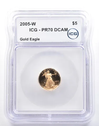 2005-W $5 American Gold Eagle 1/10 Oz Gold PR70 DCAM ICG
