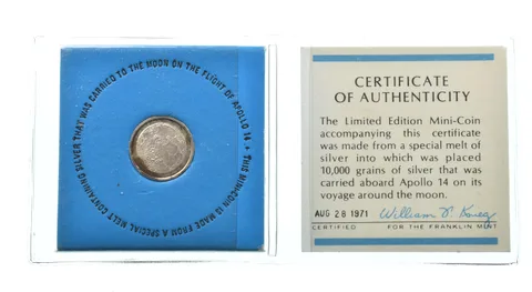 1971 Franklin Mint Apollo 14 Silver Mini Coin Silver Flown *1056
