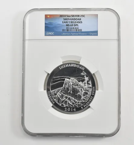 2014 5 Oz Silver Quarter America The Beautiful Shenandoah ER MS69 DPL NGC a1679