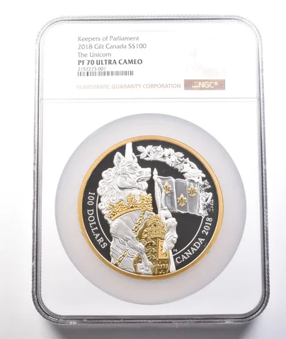 2018 Canada 100 Dollars Silver Keepers Of Parliament Unicorn PF70 UCAM NGC a3781
