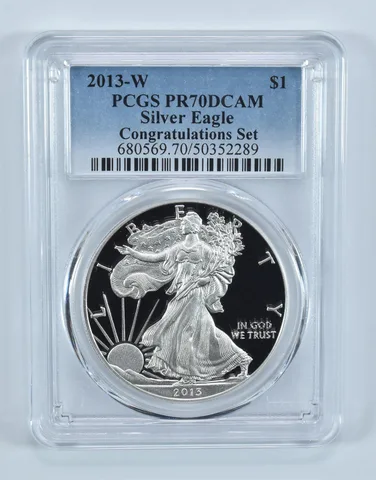 2013-W American Silver Eagle Congratulations Set PR70 DCAM PCGS Blue Label
