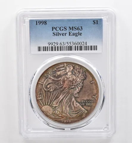 1998 American Silver Eagle MS63 PCGS Beautiful Tone *9510
