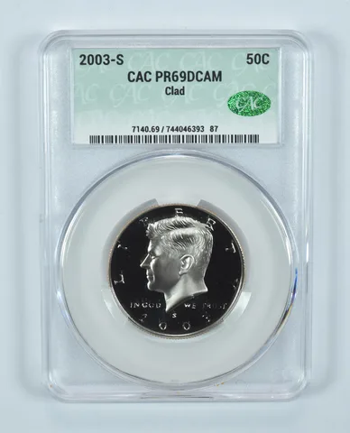 2003-S Kennedy Half Dollar CLAD PR69 DCAM CAC CACg