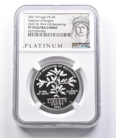2021-W $100 American Platinum Eagle 2022 DC Mint HQ Reopening PF70 UC NGC