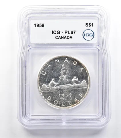 1959 Canada 1 Dollar Silver PL67 ICG *9333