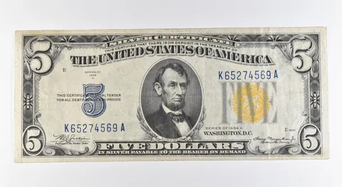 1934 A $5 Silver Certificate Yellow Seal Fr#2307 *0428
