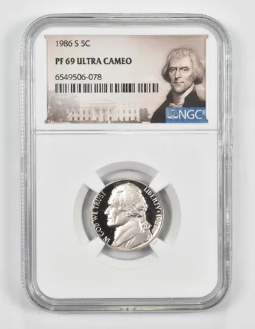 1986-S PF69 Jefferson Nickel NGC Special Lbl