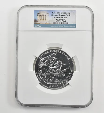 2017 5 Oz Silver Quarter ATB George Rogers Clark ER MS69 DPL NGC *1625