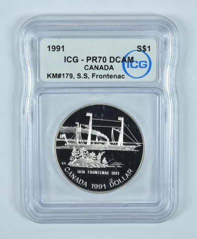 1991 Canada 1 Dollar Silver SS Frontenac PR70 DCAM ICG