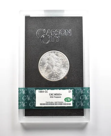 1884-CC Morgan Silver Dollar GSA Treasure MS65+ CAC CACg a5481