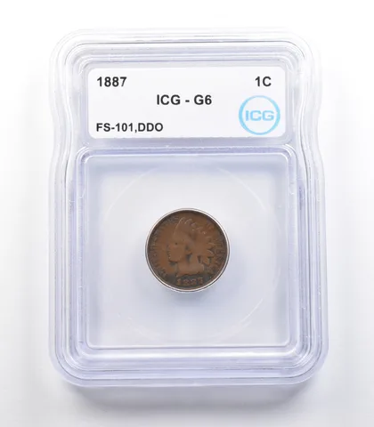 1887 Indian Head Cent Mint Error FS-101 DDO G6 ICG *2295