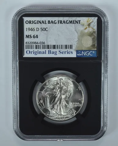 1946-D Walking Liberty Half Dollar Original Bag Fragment MS64 NGC