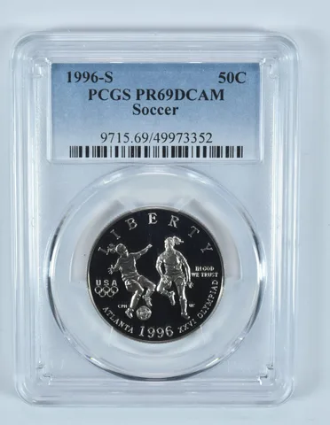 1996-S Olympic Soccer Commemorative Half Dollar PR69 DCAM PCGS Blue Label