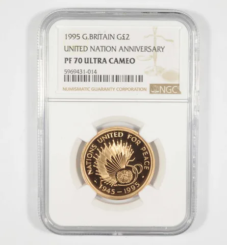PF70 UCAM 1995 Great Britain 2 Gold Pounds - United Nation Anniv NGC *6977