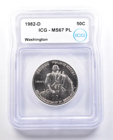 1982-D Washington Commemorative Half Dollar MS67 PL ICG a2393