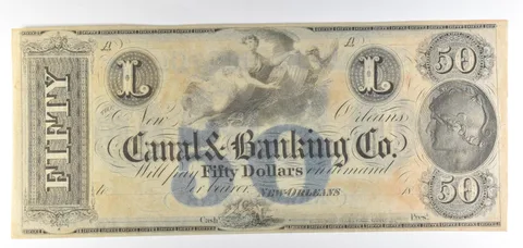 1800s $50 New Orleans LA Canal & Banking Co Obsolete Note *8861