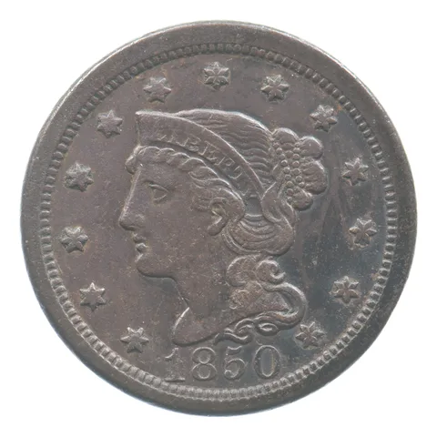 1850 Braided Hair Large Cent a6856