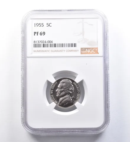 1955 Jefferson Nickel PF69 NGC Great Contrast - Looks Cam *6001