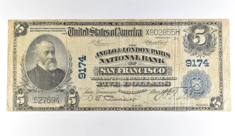 1902 $5 San Francisco CA National Currency Large Note Blue Seal 9174 *1681