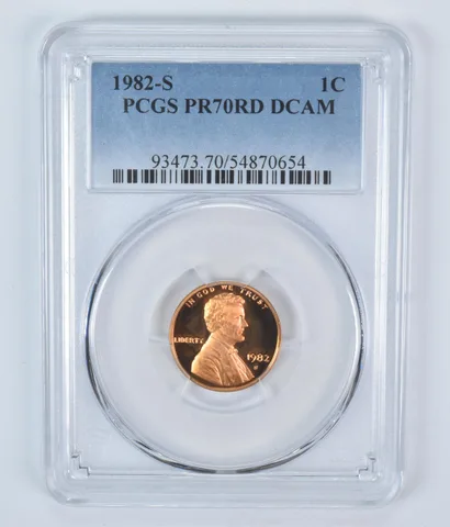 1982-S Lincoln Memorial Cent PR70 RD DCAM PCGS Blue Label