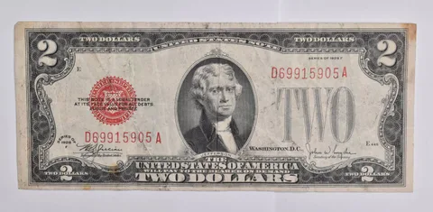 1928-F $2 RED SEAL US United States Note Avg Circ