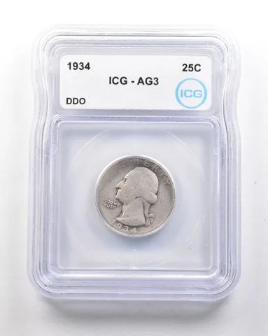 1934 Washington Quarter Mint Error DDO AG3 ICG *1679