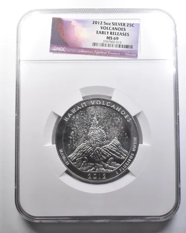 2012 5 Oz Silver Quarter America The Beautiful Volcanoes ER MS69 NGC *2132