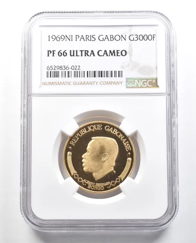 1969 Ni Paris Gabon 3000 Francs Gold PF66 UCAM NGC *4704