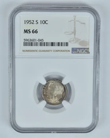 MS66 1952-S Roosevelt Dime - Graded NGC Toned! a9006