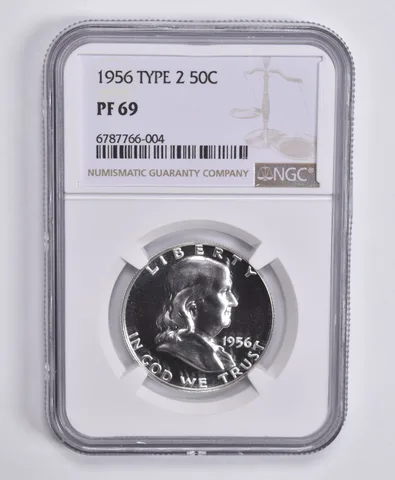 1956 Franklin Half Dollar Type 2 PF69 NGC Brown Lbl