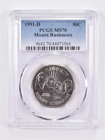 1991-D Mount Rushmore Commemorative Half Dollar MS70 PCGS