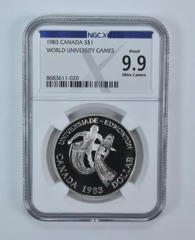 1983 Canada 1 Dollar Silver World University Games Proof 9.9 UCAM NGC X NGCX