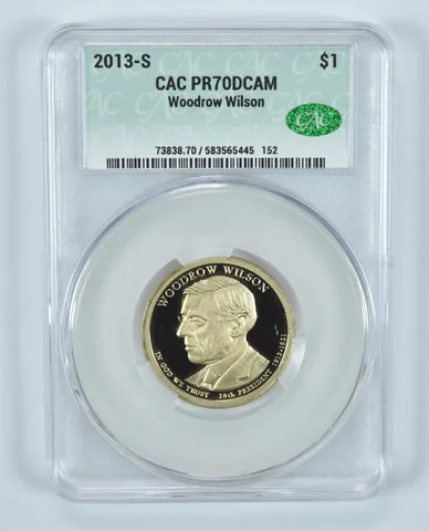 2013-S Presidential $1 Woodrow Wilson PR70 DCAM CAC CACg