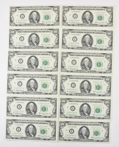 Lot (12) $100 1963 A Minneapolis MN FRN Consecutive *8398