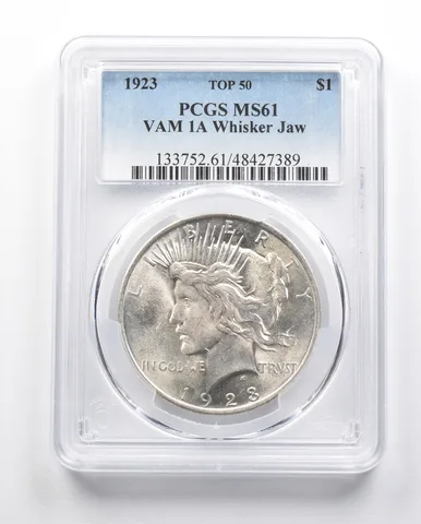 MS61 1923 Peace Silver Dollar VAM 1A Whisker Jaw Top 50 PCGS *3325
