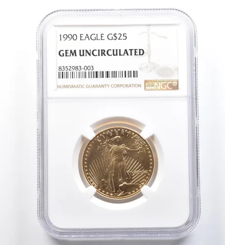 1990 $25 American Gold Eagle 1/2 Oz Gold Gem Unc NGC a1171