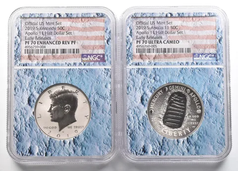 Set 2019-S Kennedy Apollo 11 Commemorative Half Dollar ER PF70 NGC a5939