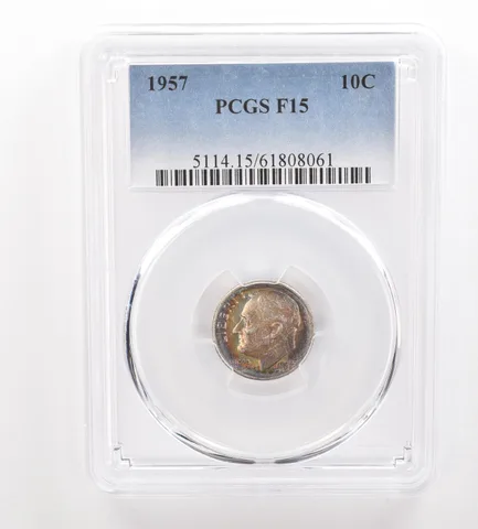 1957 Roosevelt Dime F15 PCGS Beautiful Tone *3315