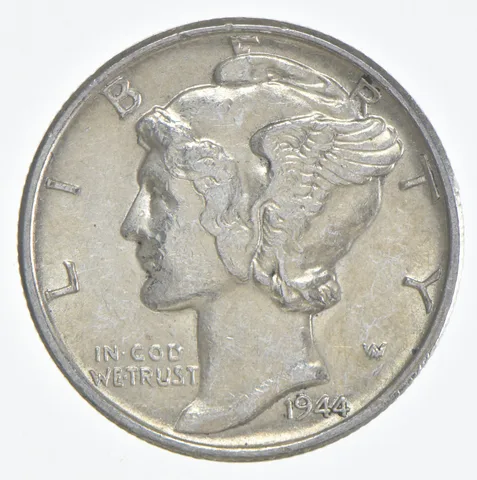 1944 (P) Mercury Dime 90% Silver AU Almost Unc