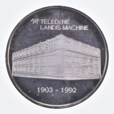 VINTAGE 1992 Teledyne Landis Machine .999 Fine Silver 1 Oz Round *597