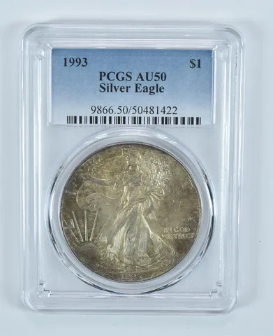 1993 American Silver Eagle AU50 PCGS Low Ball *9015