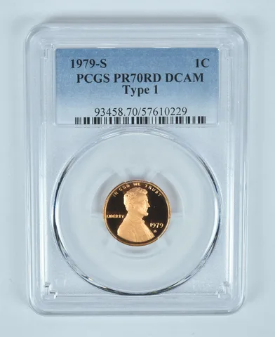 1979-S Lincoln Memorial Cent Type 1 PR70 RD DCAM PCGS Blue Label