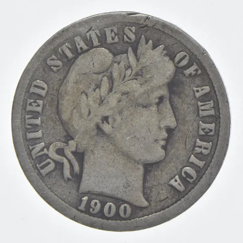 1900 (P) Barber Dime 90% Silver VG Condition