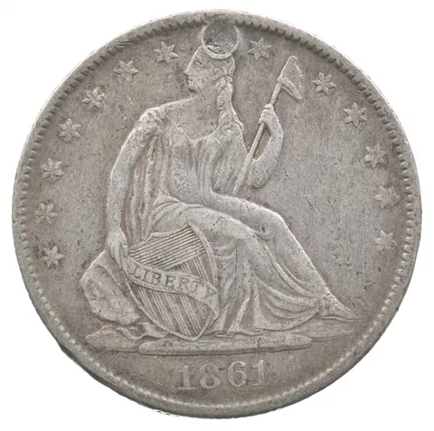 1861-O Seated Liberty Half Dollar Holed *8907