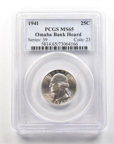 1941 Washington Quarter Omaha Bank Hoard MS65 PCGS *5157