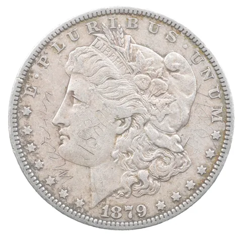 1879-O Morgan Silver Dollar Marian 1880 Etched LOVE TOKEN Victorian *7349