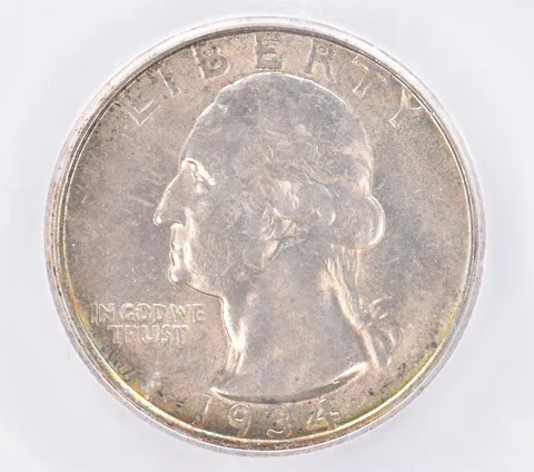 1934-D Washington Quarter AU58 ICG Peripheral Tone *2510